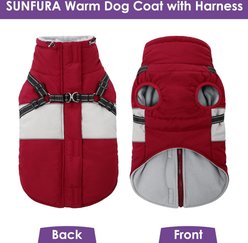 NANAKI Waterproof Reflective Fleece Snowsuit Dog Coat with Built-in Harness, Red, X-Large slide 2 of 7