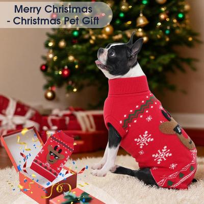 Show full view: NANAKI Machine Washable Dog Christmas Sweater, Red, Medium slide 6 of 10