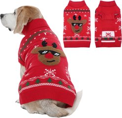 NANAKI Machine Washable Dog Christmas Sweater, Red, Large