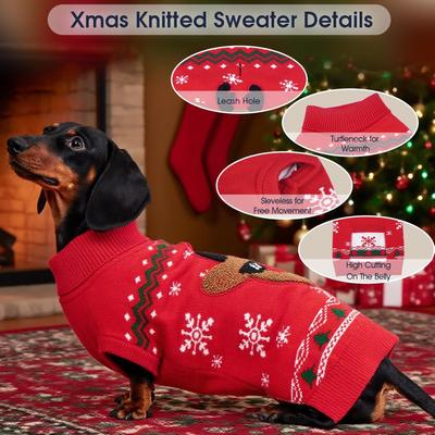 Show full view: NANAKI Machine Washable Dog Christmas Sweater, Red, Medium slide 5 of 10
