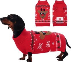 NANAKI Machine Washable Dog Christmas Sweater, Red, Medium