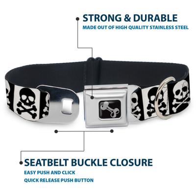 Show full view: Buckle-Down Skull Cross Bones Dog Collar, Medium: 16 to 23-in neck, 1.5-in wide slide 4 of 8