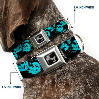 Show full view: Buckle-Down Skulls Stacked Weathered Dog Collar, Small: 9.5 to 13-in neck, 1-in wide slide 3 of 9