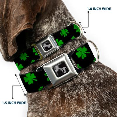 Show full view: Buckle-Down St Pats Clovers Dog Collar, Medium: 11 to 16.5-in neck, 1-in wide slide 3 of 9