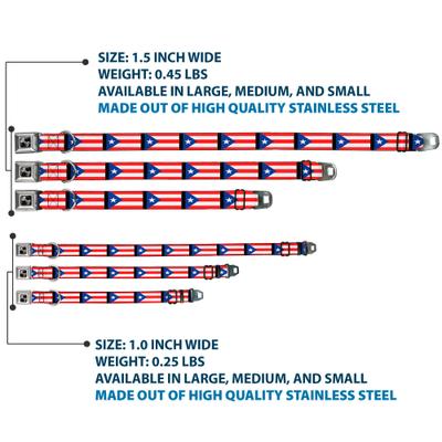 Show full view: Buckle-Down Puerto Rico Flag Dog Collar, Small: 9.5 to 13-in neck, 1-in wide slide 4 of 9