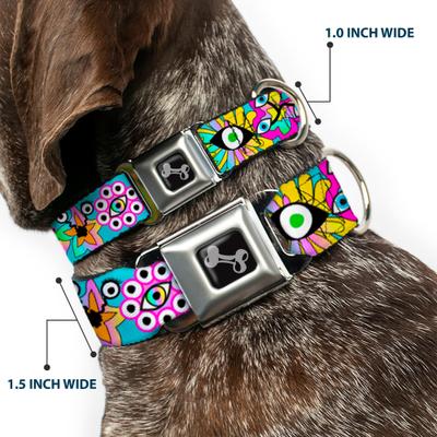 Show full view: Buckle-Down Funky Alien Flowers Dog Collar, Large: 15 to 24-in neck, 1-in wide slide 2 of 8