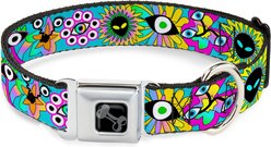 Buckle-Down Funky Alien Flowers Dog Collar, Large: 15 to 24-in neck, 1-in wide