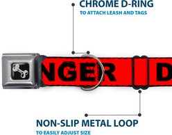 Buckle-Down Danger Text Dog Collar, Small: 13 to 17-in neck, 1.5-in wide slide 2 of 8