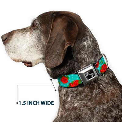 Show full view: Buckle-Down Red Roses Polka Dots Dog Collar, Medium: 16 to 23-in neck, 1.5-in wide slide 7 of 8