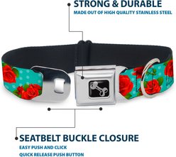 Buckle-Down Red Roses Polka Dots Dog Collar, Medium: 11 to 16.5-in neck, 1-in wide slide 2 of 8