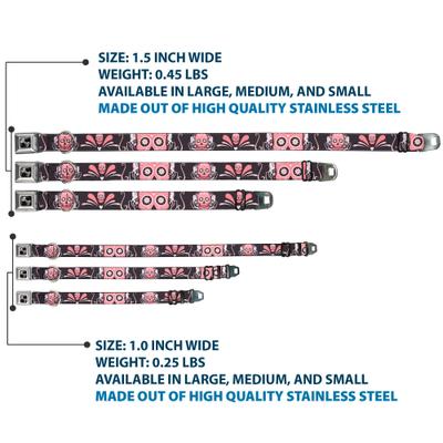 Show full view: Buckle-Down Sugar Skulls Dog Collar, Medium: 16 to 23-in neck, 1.5-in wide slide 3 of 8