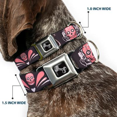 Show full view: Buckle-Down Sugar Skulls Dog Collar, Medium: 16 to 23-in neck, 1.5-in wide slide 2 of 8