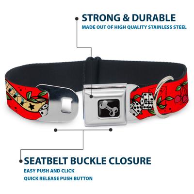 Show full view: Buckle-Down Lucky Red Dog Collar, Medium: 11 to 16.5-in neck, 1-in wide slide 4 of 8