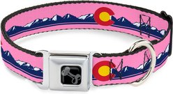 Buckle-Down Colorado Flag Icon Mountain Skyline Dog Collar, Large: 15 to 24-in neck, 1-in wide