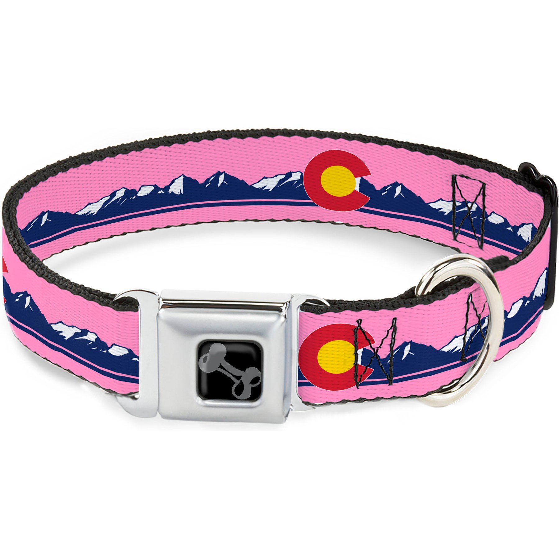 Buckle-Down Colorado Flag Icon Mountain Skyline Dog Collar, Medium: 16 to 23-in neck, 1.5-in wide