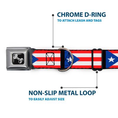 Show full view: Buckle-Down Puerto Rico Flag Dog Collar, Small: 9.5 to 13-in neck, 1-in wide slide 6 of 9