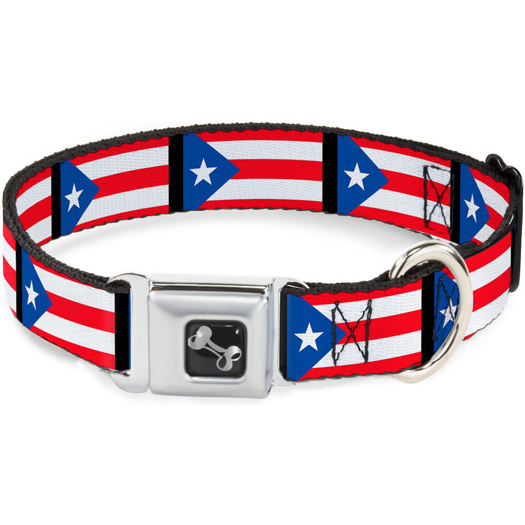 Buckle-Down Puerto Rico Flag Dog Collar, Small: 13 to 17-in neck, 1.5-in wide