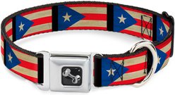 Buckle-Down Puerto Rico Flag Weathered Dog Collar, Medium: 11 to 16.5-in neck, 1-in wide