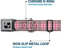 Buckle-Down Plaid Dog Collar, Pink, Medium: 11 to 16.5-in neck, 1-in wide slide 2 of 8