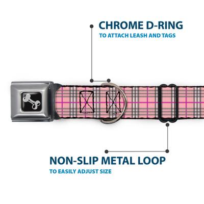 Show full view: Buckle-Down Plaid Dog Collar, Pink, Medium: 11 to 16.5-in neck, 1-in wide slide 5 of 8