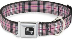 Buckle-Down Plaid Dog Collar, Pink, Medium: 11 to 16.5-in neck, 1-in wide