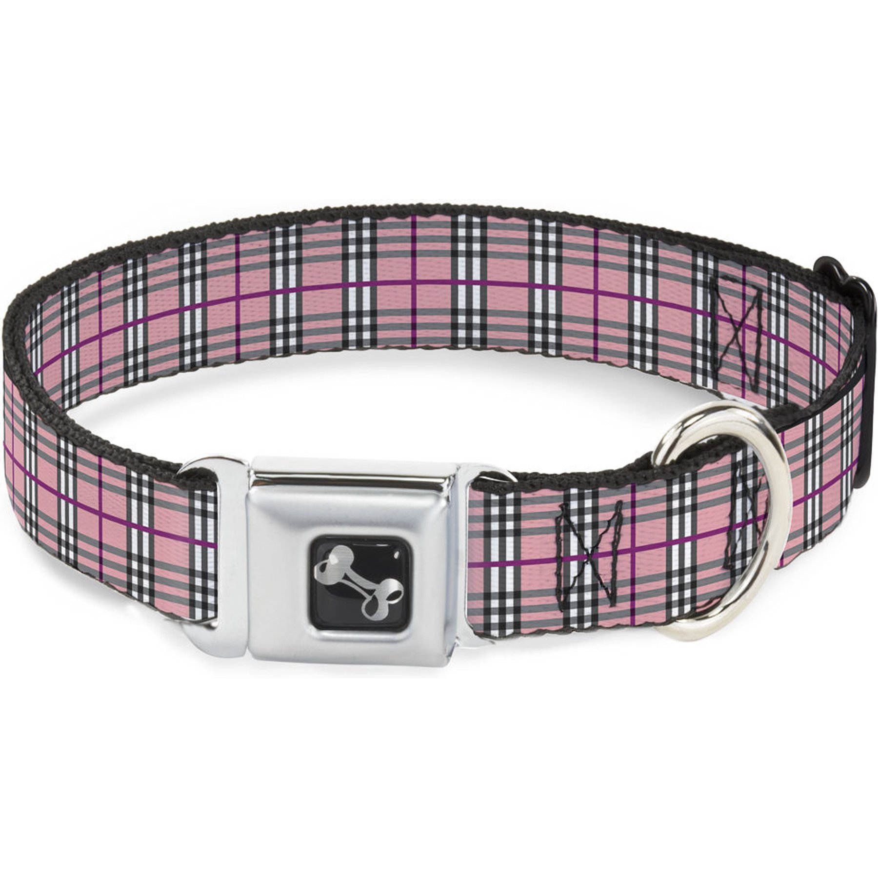 Buckle-Down Plaid Dog Collar, Pink, Medium: 16 to 23-in neck, 1.5-in wide