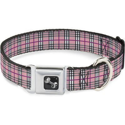 Buckle-Down Buckle-Down Plaid Dog Collar, Pink, Small: 13 to 17-in neck, 1.5-in wide