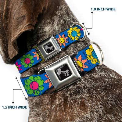 Show full view: Buckle-Down Funky Flower Drip Dog Collar, Medium: 11 to 16.5-in neck, 1-in wide slide 2 of 8