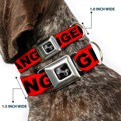 Show full view: Buckle-Down Danger Text Dog Collar, Medium: 11 to 16.5-in neck, 1-in wide slide 2 of 8
