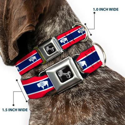 Show full view: Buckle-Down Wyoming Flags Dog Collar, Small: 13 to 17-in neck, 1.5-in wide slide 2 of 8