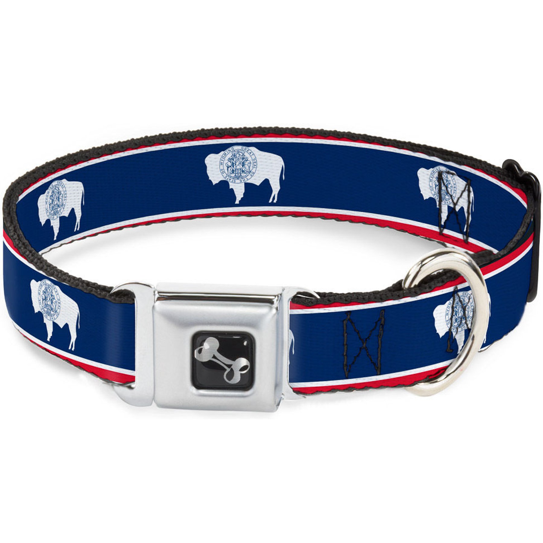 Buckle-Down Wyoming Flags Dog Collar, Medium: 16 to 23-in neck, 1.5-in wide
