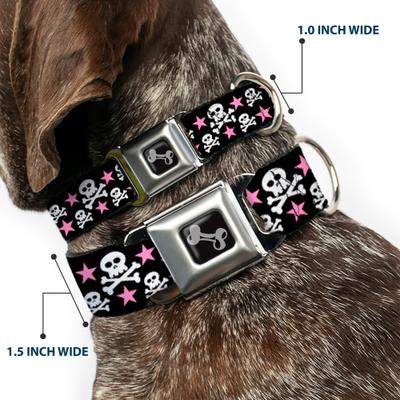 Show full view: Buckle-Down Skulls Stars Dog Collar, Small: 9.5 to 13-in neck, 1-in wide slide 2 of 8