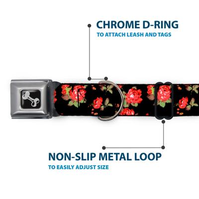 Show full view: Buckle-Down Red Roses Scattered Dog Collar, Small: 13 to 17-in neck, 1.5-in wide slide 6 of 9