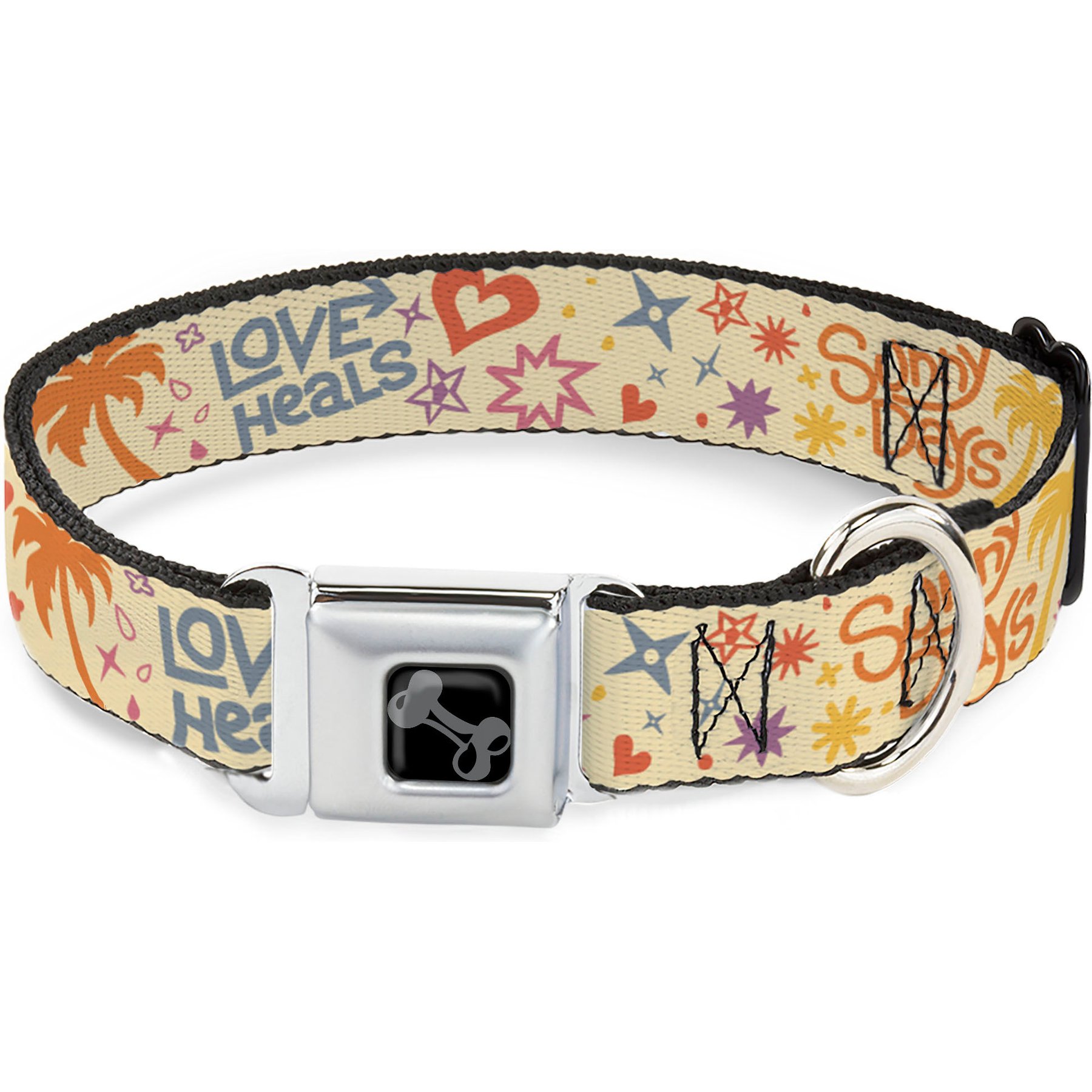 Buckle-Down Summer Harmony Collage Dog Collar, Large: 15 to 24-in neck, 1-in wide