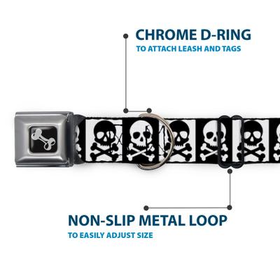 Show full view: Buckle-Down Skull Cross Bones Dog Collar, Medium: 16 to 23-in neck, 1.5-in wide slide 5 of 8