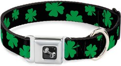 Buckle-Down St Pats Clovers Dog Collar, Medium: 11 to 16.5-in neck, 1-in wide