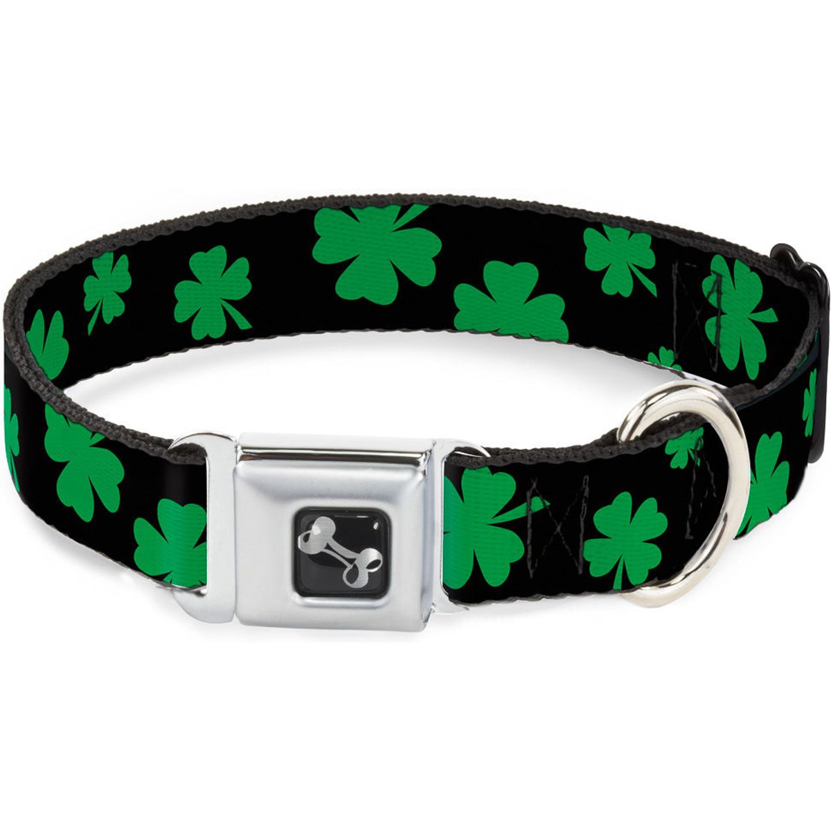 Buckle-Down St Pats Clovers Dog Collar, Medium: 11 to 16.5-in neck, 1-in wide