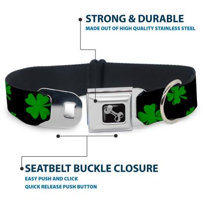 Show full view: Buckle-Down St Pats Clovers Dog Collar, Medium: 11 to 16.5-in neck, 1-in wide slide 5 of 9