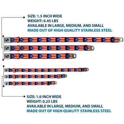 Show full view: Buckle-Down Puerto Rico Flag Weathered Dog Collar, Medium: 11 to 16.5-in neck, 1-in wide slide 4 of 9