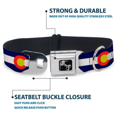 Show full view: Buckle-Down Colorado Flags Dog Collar, Medium: 11 to 16.5-in neck, 1-in wide slide 4 of 8