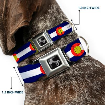 Show full view: Buckle-Down Colorado Flags Dog Collar, Medium: 11 to 16.5-in neck, 1-in wide slide 2 of 8