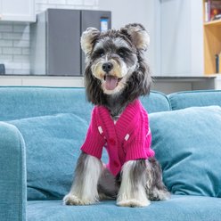 CuteBone Cardigan Striped Knitted Dog Sweater, Pink, Large slide 2 of 8