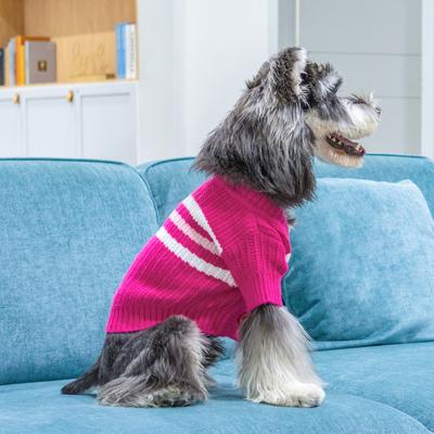 Show full view: CuteBone Cardigan Striped Knitted Dog Sweater, Pink, Large slide 7 of 9