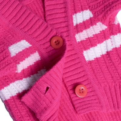 Show full view: CuteBone Cardigan Striped Knitted Dog Sweater, Pink, Large slide 3 of 9