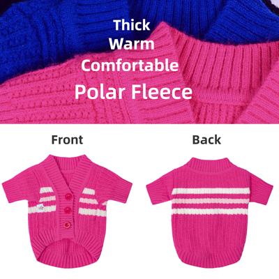 Show full view: CuteBone Cardigan Striped Knitted Dog Sweater, Pink, Large slide 2 of 9