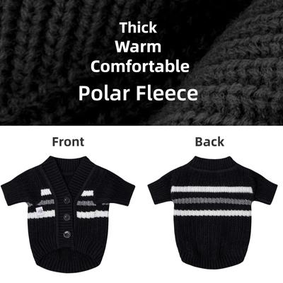Show full view: CuteBone Cardigan Striped Knitted Dog Sweater, Black, X-Large slide 4 of 11