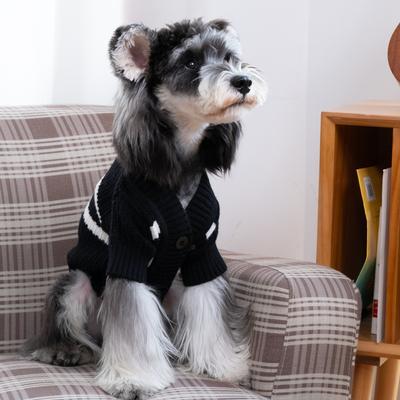Show full view: CuteBone Cardigan Striped Knitted Dog Sweater, Black, X-Large slide 3 of 11