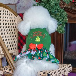 CuteBone Holiday Dog Christmas Sweater Dress, Green, X-Small slide 2 of 9