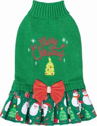 CuteBone Holiday Dog Christmas Sweater Dress, Green, X-Large