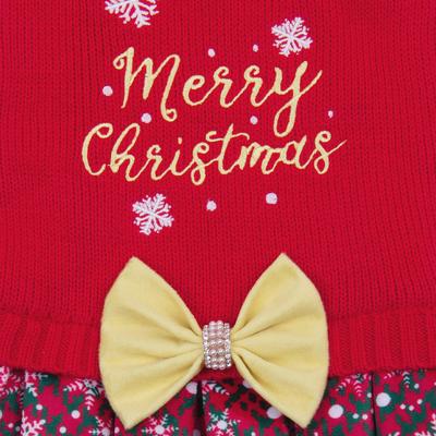 Show full view: CuteBone Holiday Dog Christmas Sweater Dress, Red, X-Small slide 7 of 10
